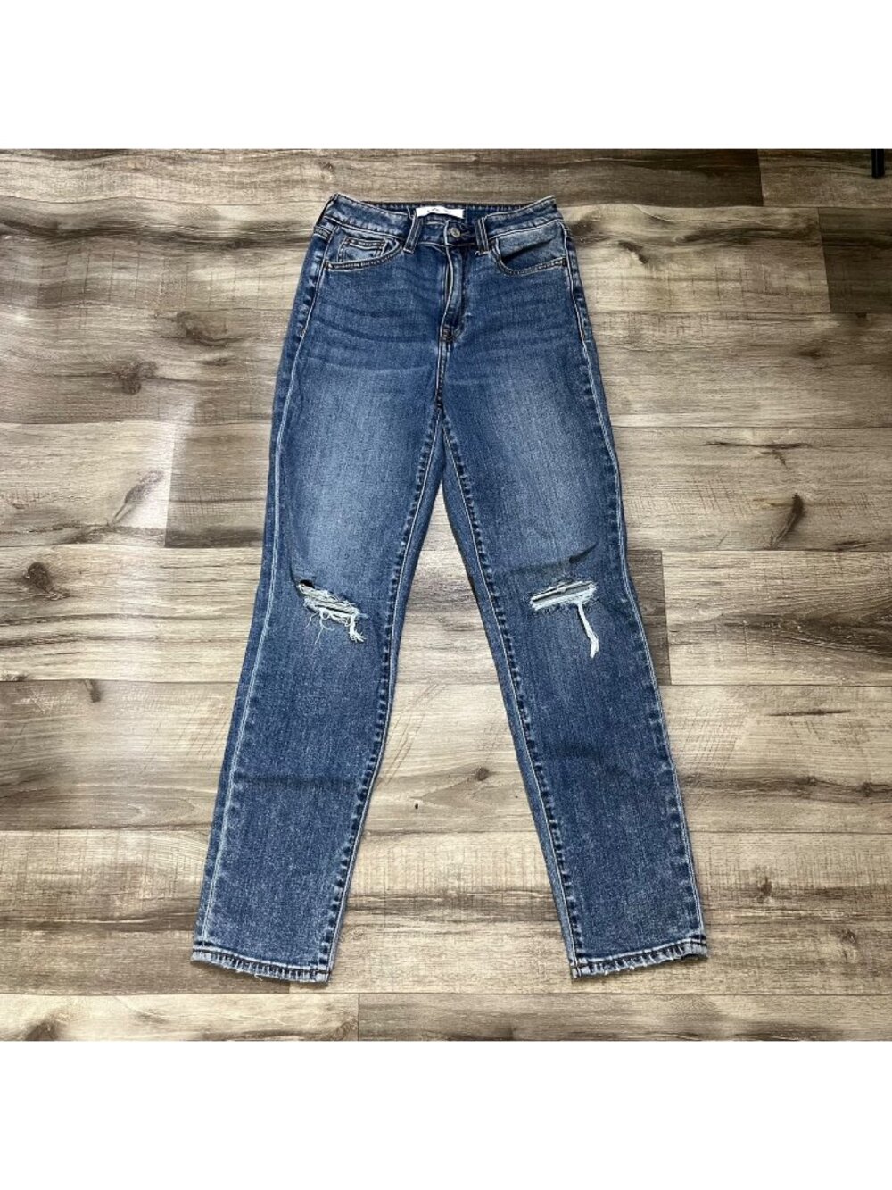 Willow & Root High Rise Distressed Mom Fit Denim Jeans Blue Women’s Size 24